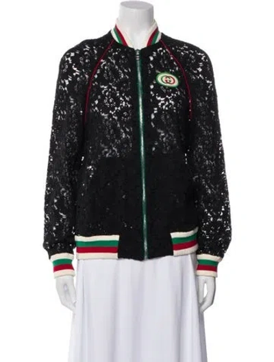 Pre-owned Gucci 2019 Lace Bomber Jacket In Black