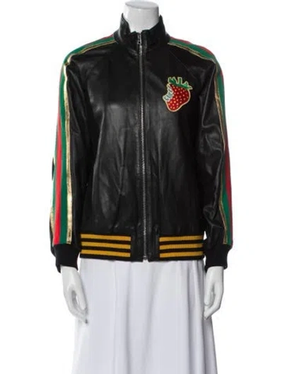 Pre-owned Gucci 2019 Lambskin Bomber Jacket In Black