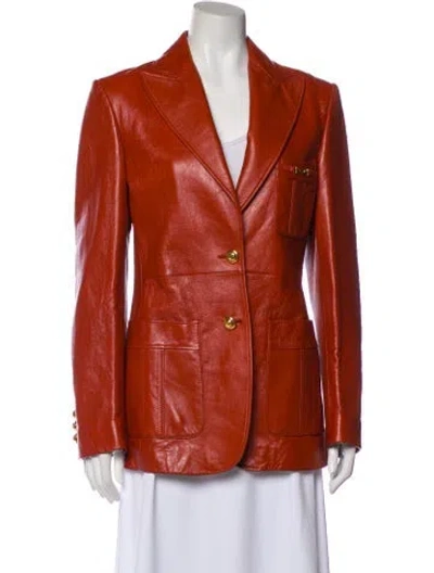 Pre-owned Gucci 2019 Leather Blazer W/ Tags In Orange