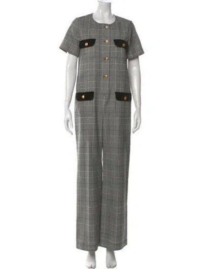 Pre-owned Gucci 2019 Plaid Print Jumpsuit In Black