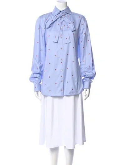 Pre-owned Gucci 2019 Printed Blouse In Blue