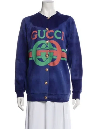Pre-owned Gucci 2019 Printed Bomber Jacket In Purple