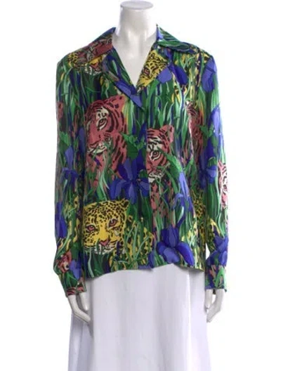 Pre-owned Gucci 2019 Silk Blouse W/ Tags In Blue