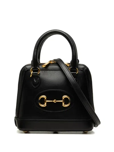 Pre-owned Gucci 2019 Small Calfskin Horsebit 1955 Satchel In Black