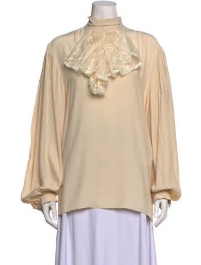 Pre-owned Gucci 2019 Tie Neck Blouse In Neutrals