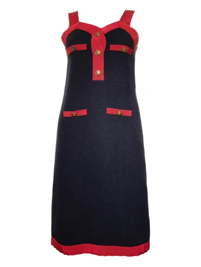 Pre-owned Gucci 2019 Tiger-buttons Dress In Blue