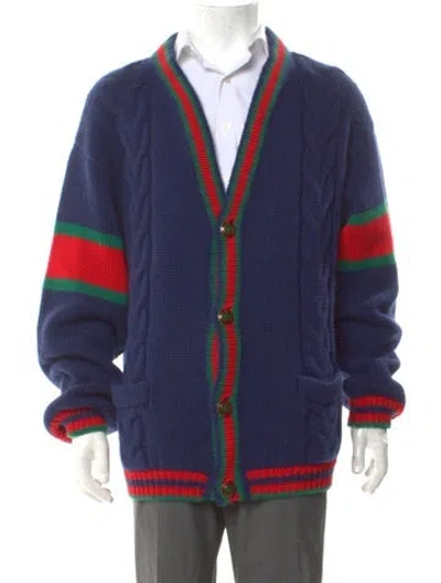 Pre-owned Gucci 2019 Web Accent Cardigan In Blue