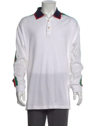 Pre-owned Gucci 2019 Web Accent Polo Shirt In White