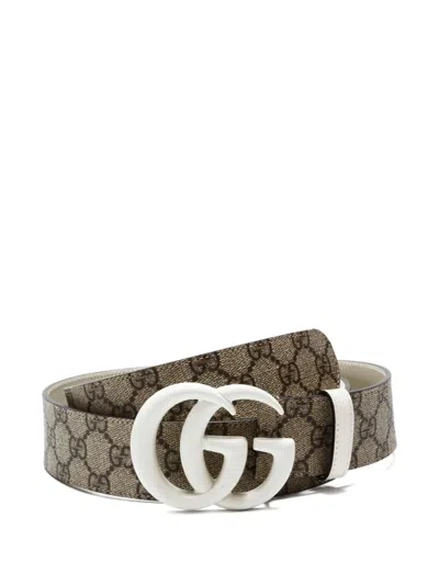 Pre-owned Gucci 2020-2025 Double G Slim Belt In Brown