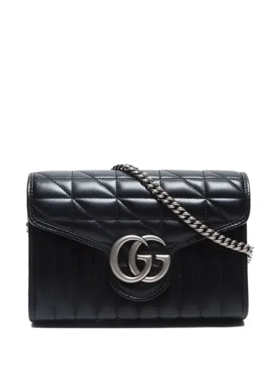 Pre-owned Gucci 2020-2025 Gg Marmont Wallet On Chain In Black