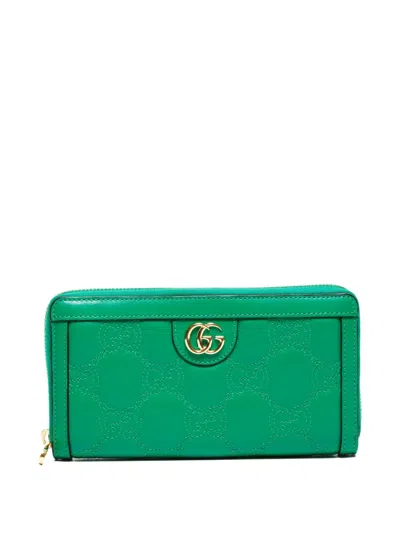 Pre-owned Gucci 2020-2025 Gg Marmont Zip-around Wallet In Green