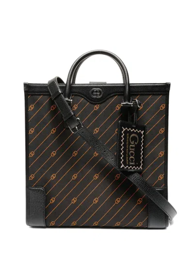 Pre-owned Gucci 2020-2025 Logo Two-way Tote Bag In Black