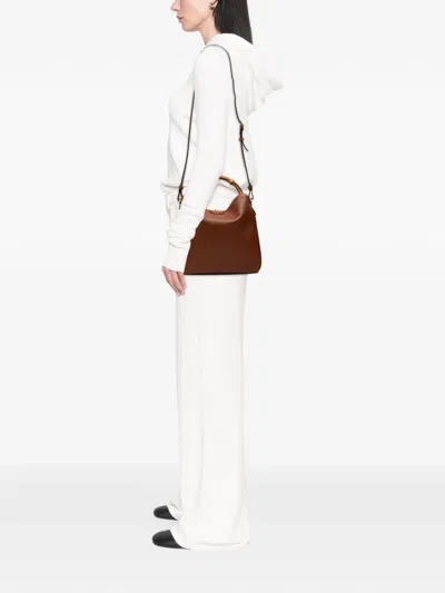 Pre-owned Gucci 2020-2025 Medium Leather Bamboo Diana Satchel In Brown