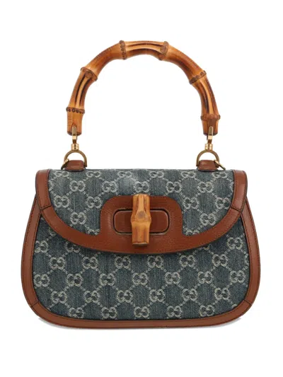 Pre-owned Gucci 2020 Bamboo Denim Handbag In Blue