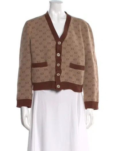 Pre-owned Gucci 2020 Gg Logo Cardigan In Brown