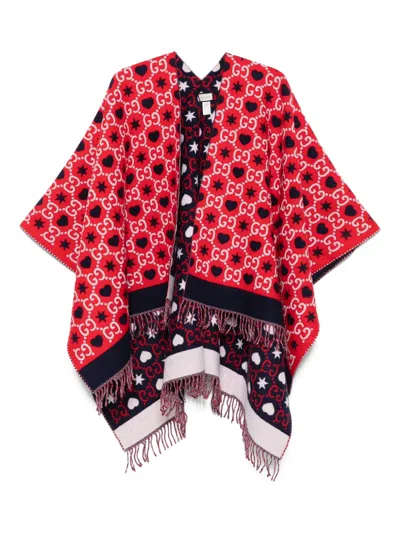 Pre-owned Gucci 2020 Gg Reversible Cape In Red
