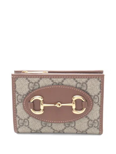 Pre-owned Gucci 2020 Horsebit Gg Supreme Wallet In Brown
