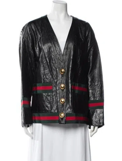 Pre-owned Gucci 2020 Lamb Leather Blazer In Black