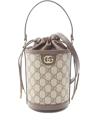 Pre-owned Gucci 2020 Mini Ophidia Bucket Bag In Neutral