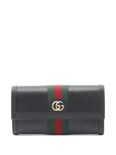 Pre-owned Gucci 2020 Ophidia Web Stripe Bi-fold Wallet In Black