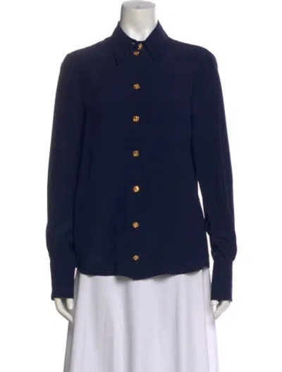 Pre-owned Gucci 2020 Silk Blouse In Blue
