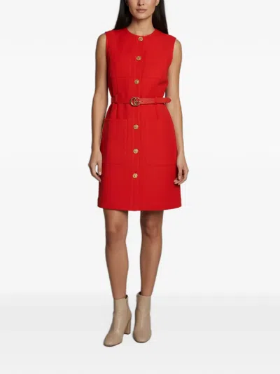 Pre-owned Gucci 2020 Sleeveless Belted Mini Dress In Red
