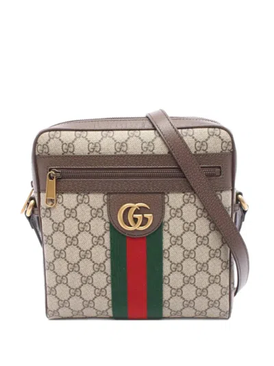 Pre-owned Gucci 2020's Small Ophidia Gg-pattern Messenger Bag In Neutral