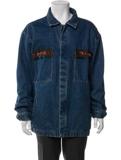 Pre-owned Gucci 2020 Web Accent Denim Jacket In Blue