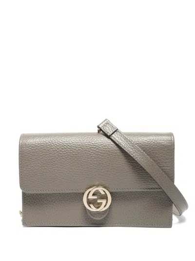 Pre-owned Gucci 2020-2025 Interlocking G Shoulder Bag In Gray
