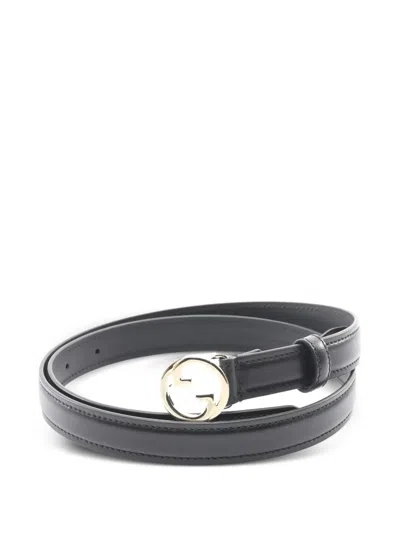 Pre-owned Gucci 2020s Blondie Leather Belt In Black