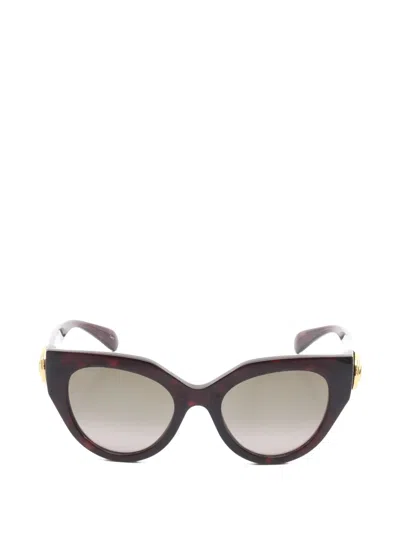 Pre-owned Gucci 2020s Cat-eye Logo Sunglasses In Brown