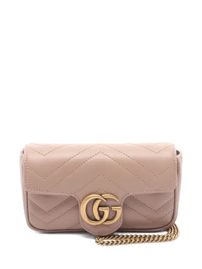 Pre-owned Gucci 2020s Chevron-quilted Chain Bag In Neutral