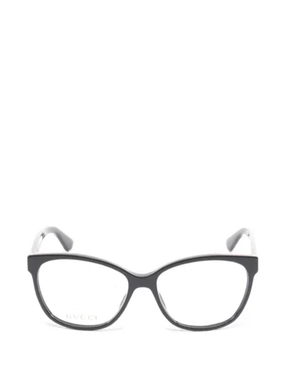 Pre-owned Gucci 2020s Crystal-embellished Cat-eye Glasses In Black