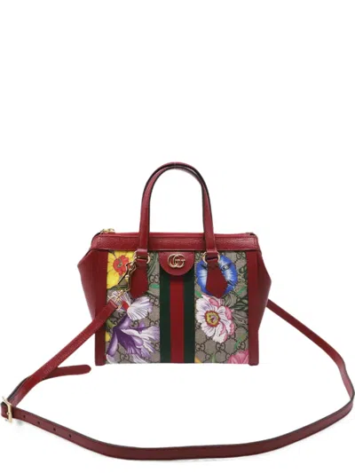 Pre-owned Gucci 2020s Flora Ophidia Tote Bag In Red