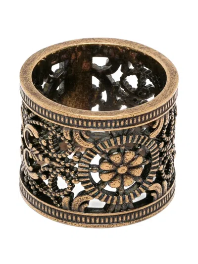 Pre-owned Gucci 2020s Floral Cut-out Ring In Gold