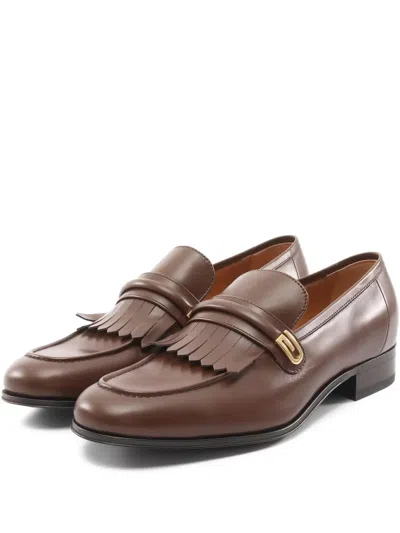 Pre-owned Gucci 2020s Fringe-detail Loafers In Brown