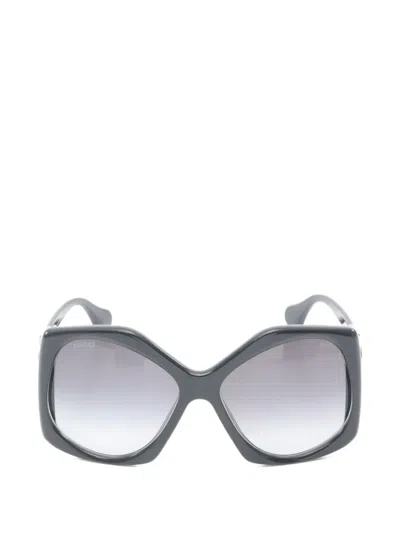 Pre-owned Gucci 2020s Geometric-frame Sunglasses In Black