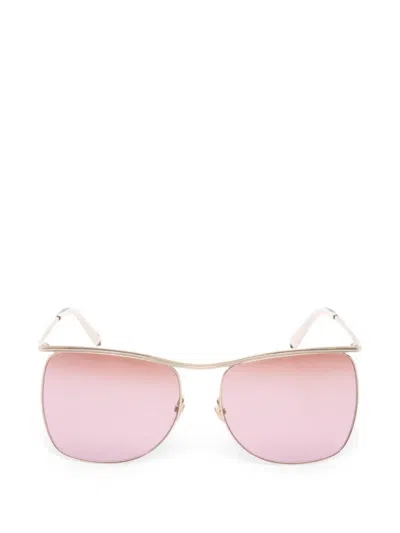 Pre-owned Gucci 2020s Geometric-frame Sunglasses In Gold