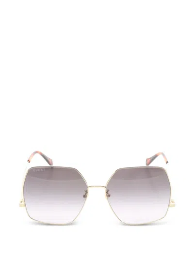 Pre-owned Gucci 2020s Geometric-frame Sunglasses In Gold