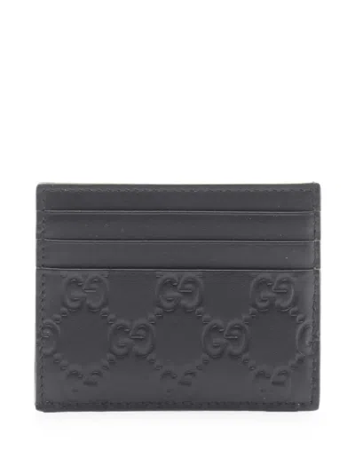 Pre-owned Gucci 2020s Gg Emblem Card Case In Black