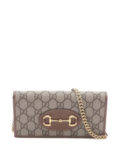 Pre-owned Gucci 2020s Gg Horsebit 1955 Chain Bag In Neutral