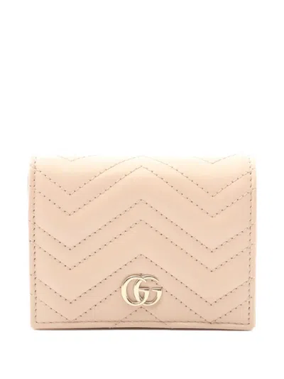 Pre-owned Gucci 2020s Gg Marmont Bi-fold Wallet In Neutral