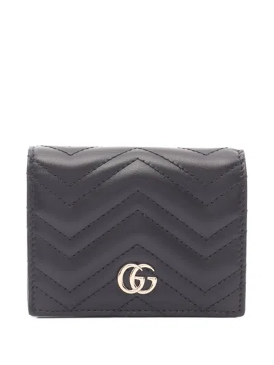 Pre-owned Gucci 2020s Gg Marmont Bi-fold Wallet In Black