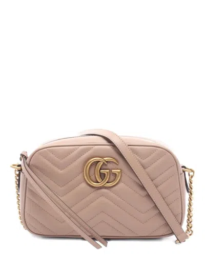 Pre-owned Gucci 2020s Gg Marmont Quilted Shoulder Bag In Pink