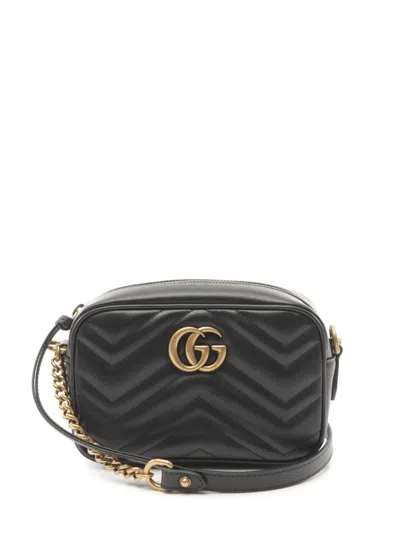Pre-owned Gucci 2020s Gg Marmont-quilting Shoulder Bag In Black