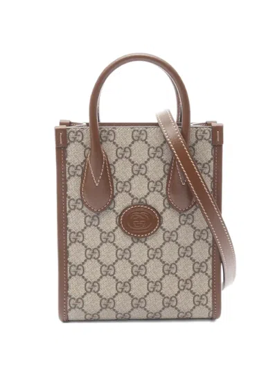 Pre-owned Gucci 2020s Gg Monogram Mini Tote Bag In Neutral