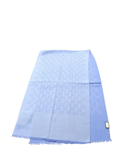 Pre-owned Gucci 2020s Gg-pattern Scarf In Blue