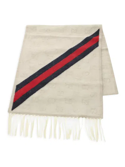 Pre-owned Gucci 2020s Gg-pattern Scarf In Neutral