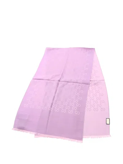 Pre-owned Gucci 2020s Gg Pattern Scarf In Purple