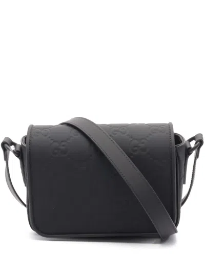 Pre-owned Gucci 2020s Gg Rubber Effect Handbag In Black